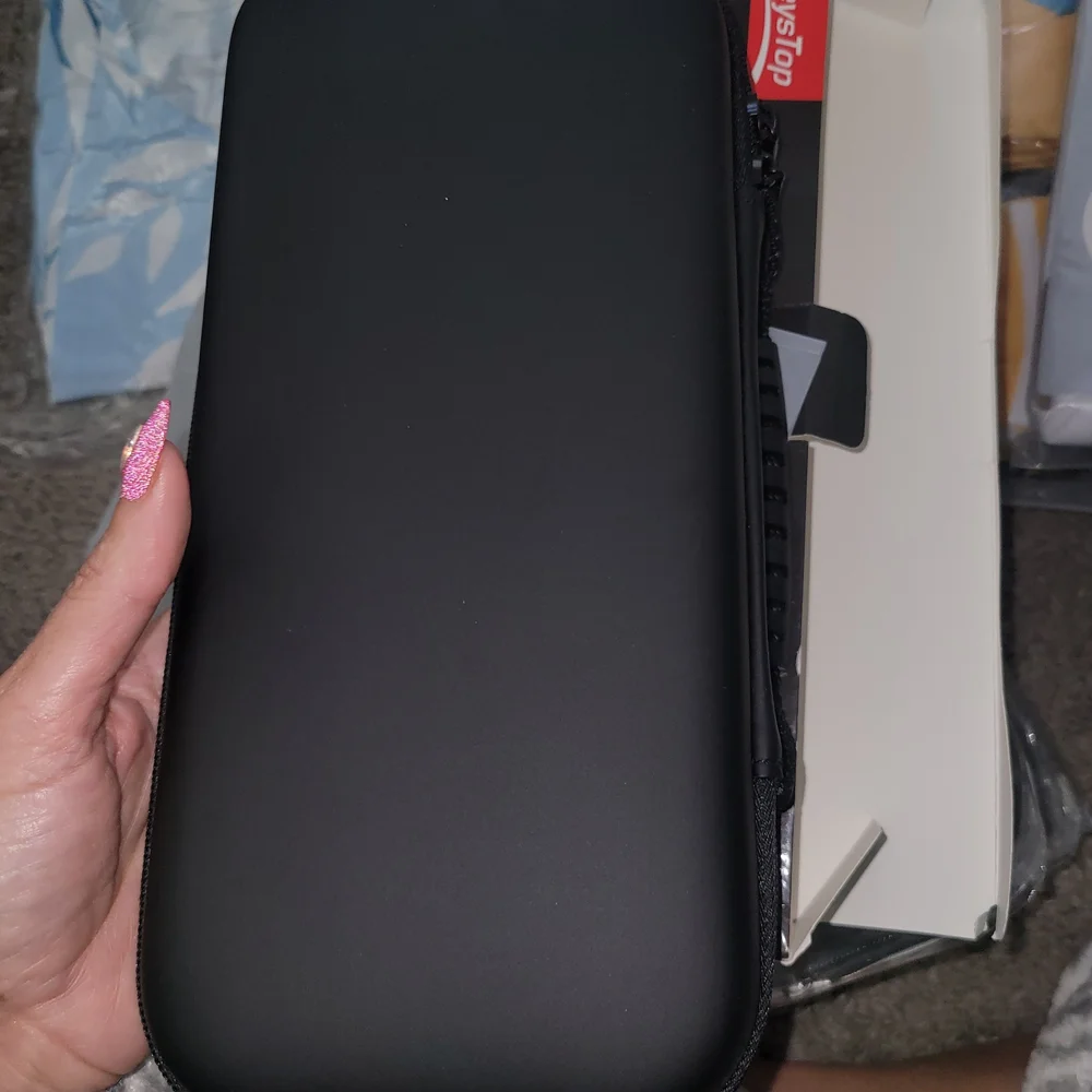 Portable Gaming Console Case with Red Accents